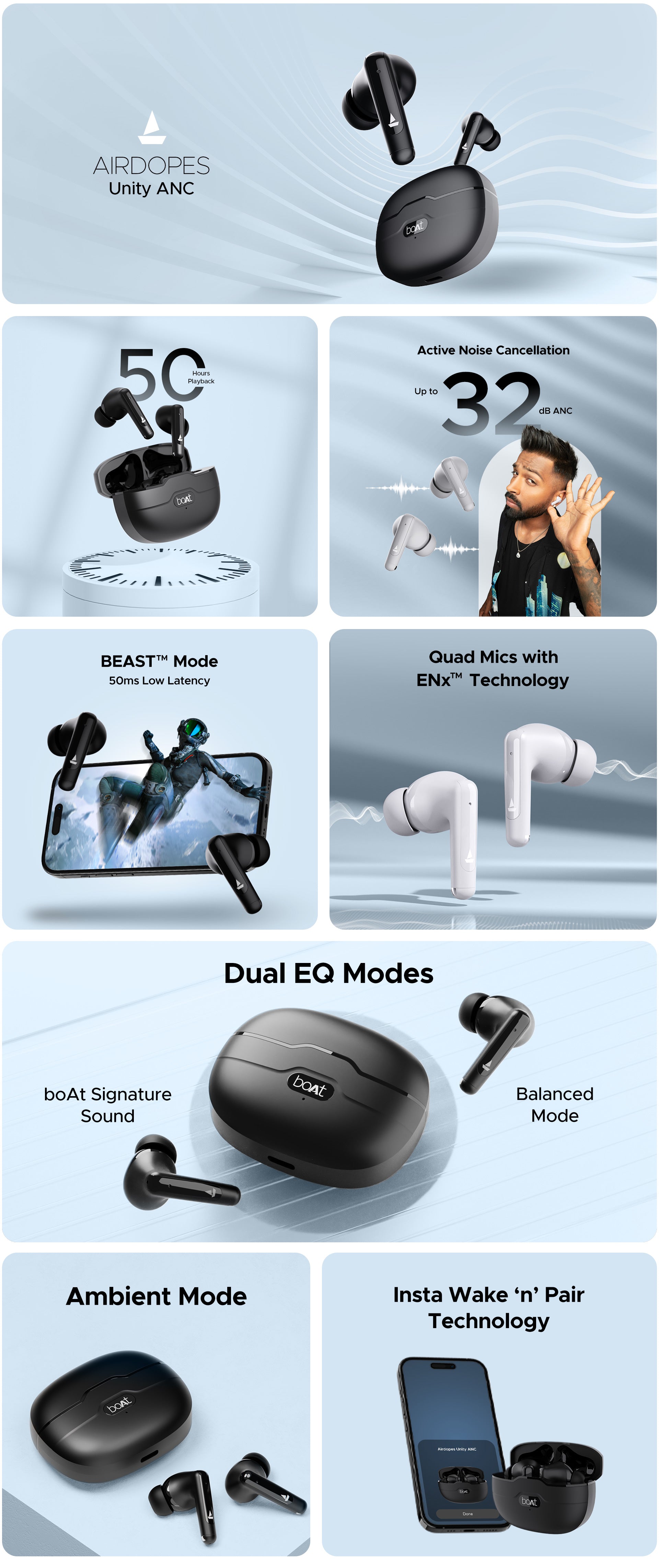 boAt Airdopes Unity ANC Bluetooth Earbud