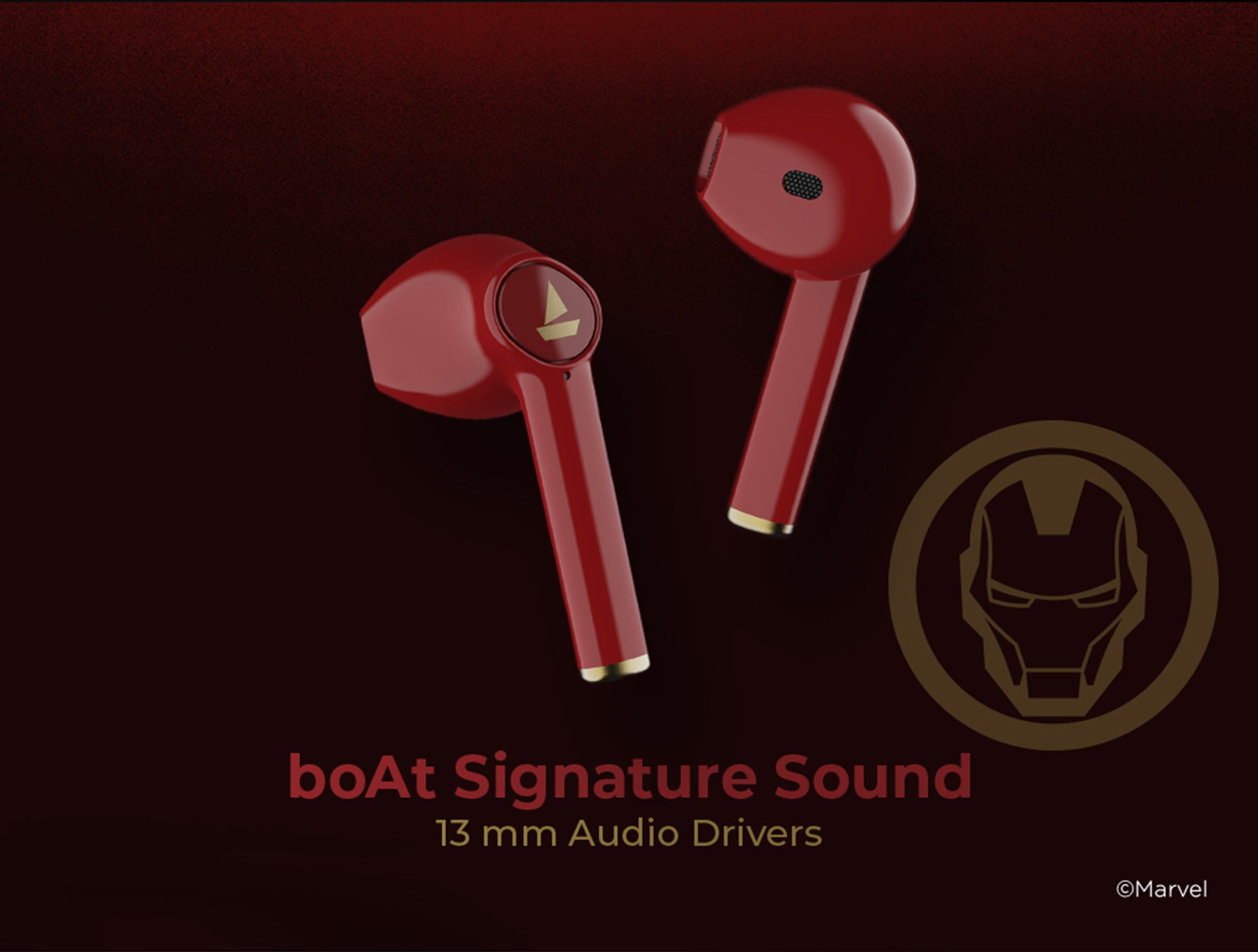 boAt Airdopes 131 Iron Man Marvel Edition | Wireless Earbuds with 13mm Audio Drivers, Upto 15H Playback, IWP Technology, Voice Assistant, Type C Charging - boAt Lifestyle