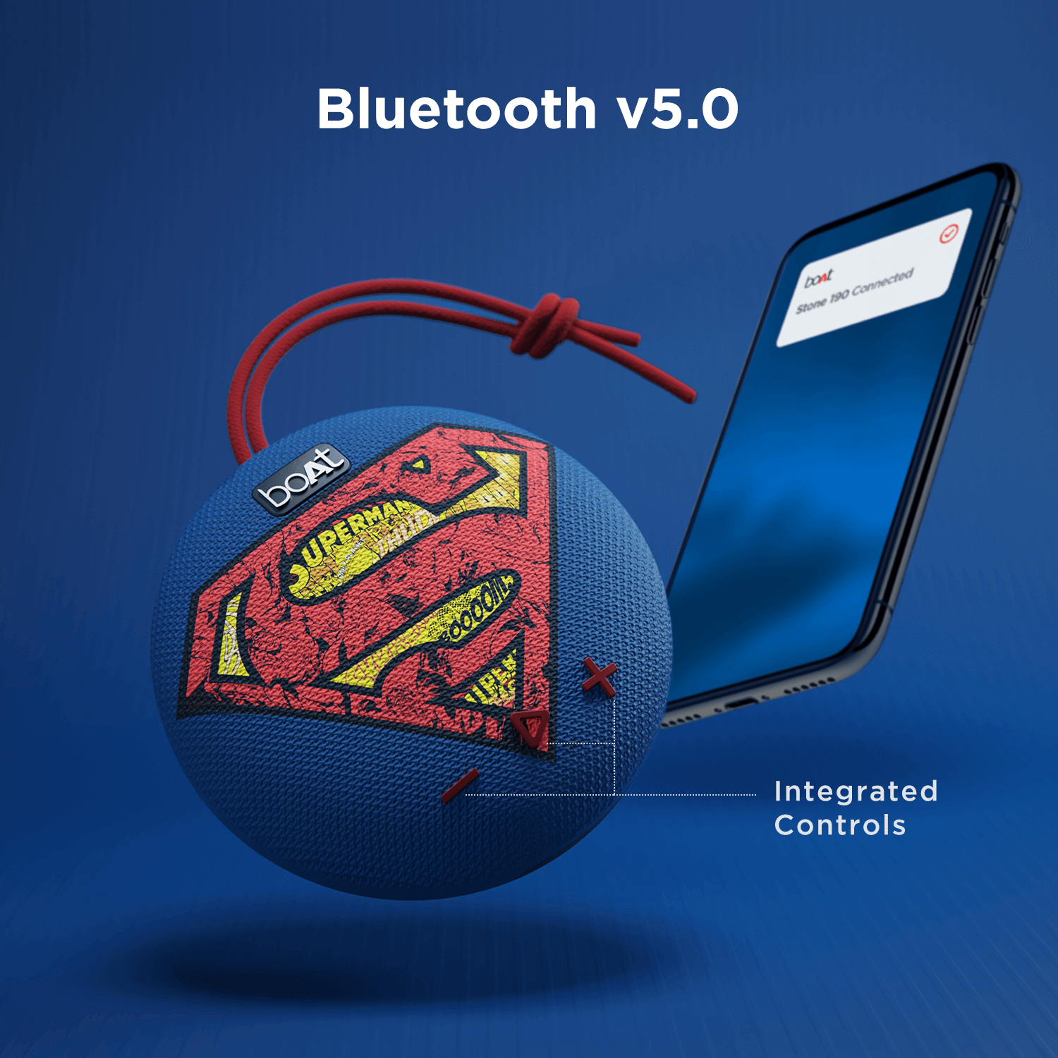 Stone 190 Superman DC edition | Wireless Bluetooth Speaker with 52mm Drivers, Portable & Lightweight, Up to 4 Hours of Playtime