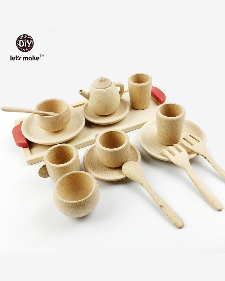 wooden play tea set