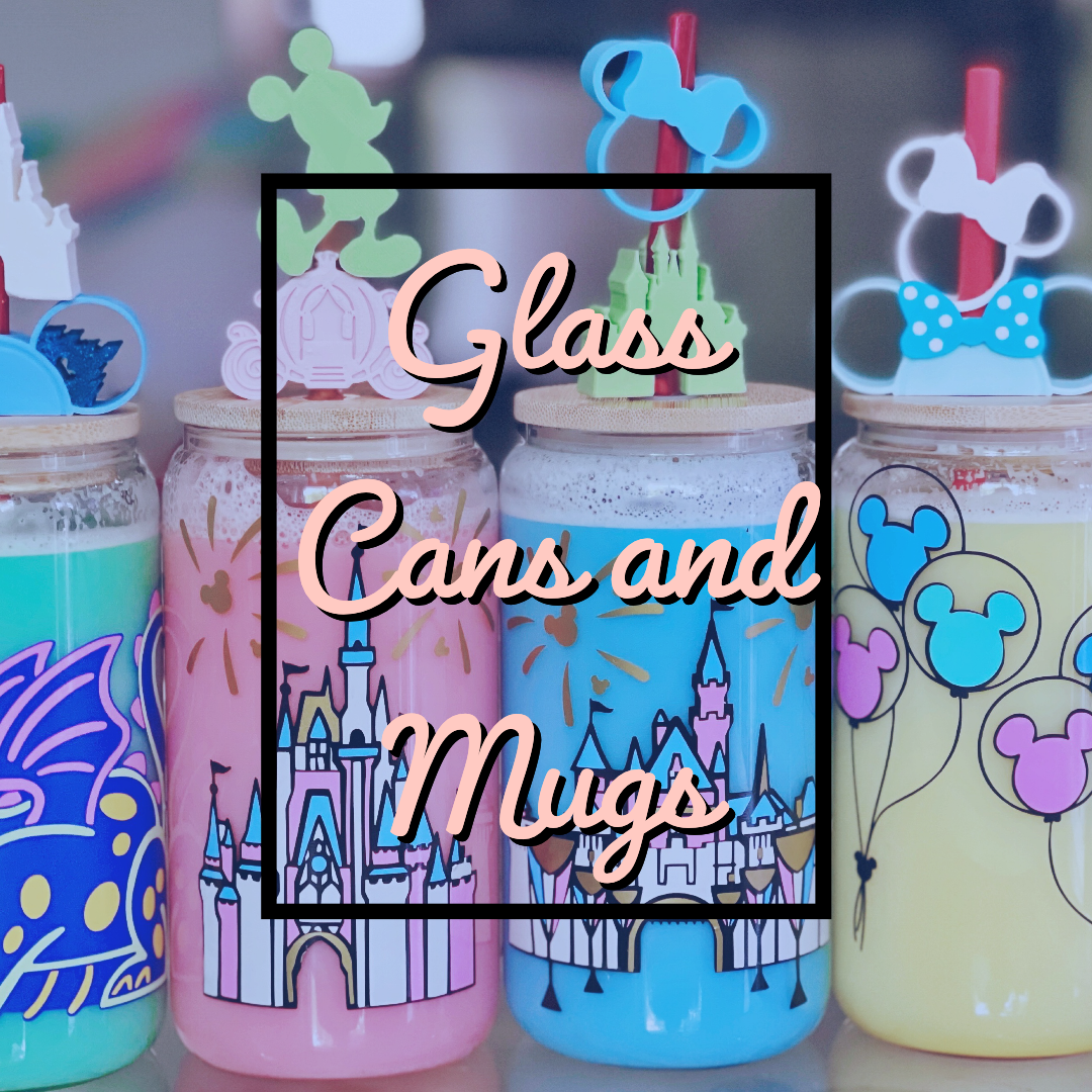 Princess Inspired Character Castle on 16 oz Clear Glass Can w/ Lid and