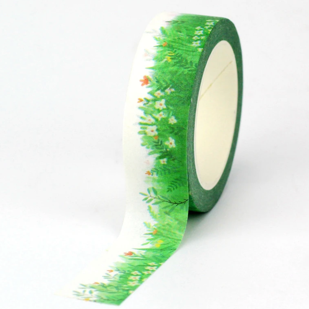 As Oost Timor calorie Green Grass with Flowers Washi Tape – Hitchcock Paper Co.