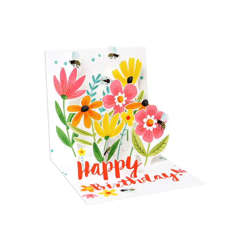 Bees and Flowers Birthday Treasures Pop-up Card