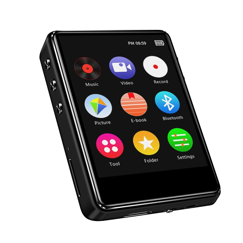 X62 MP3 Player Bluetooth 5.0 Metal Touch Screen 2.4 Inch Built-in Speaker 16GB with E-Book FM Radio Voice Recording Video Player