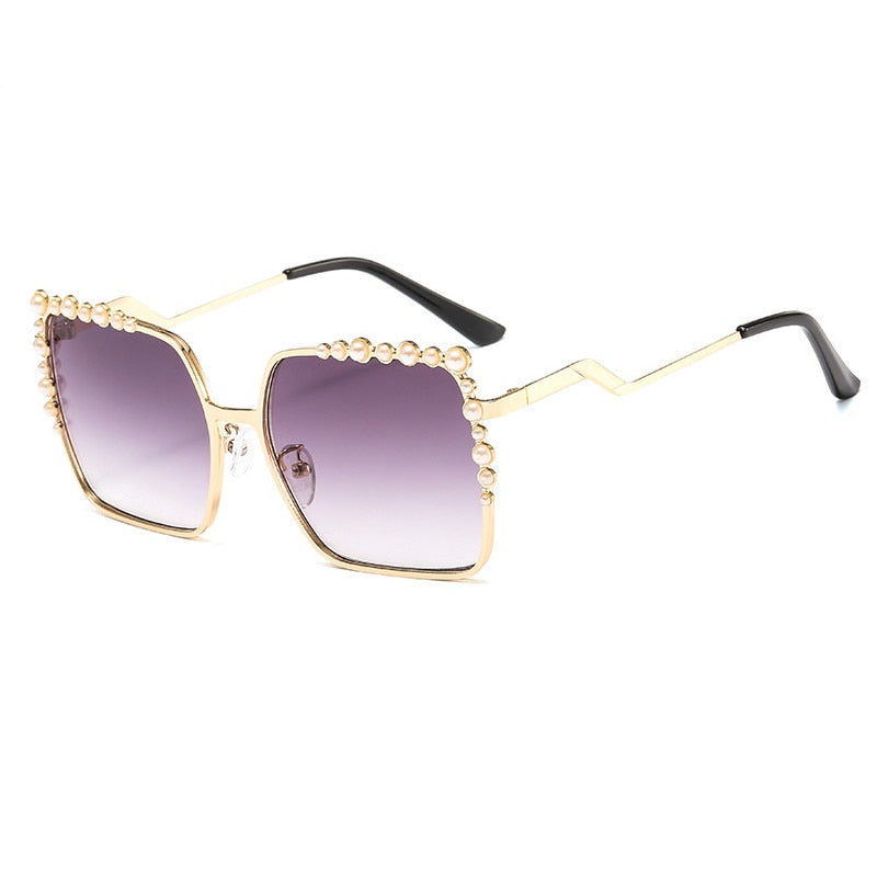 Oversized Square Sun Glasses Ladies 2021 New Luxury Pearl Sunglasses Women Brand Designer Fashion Shades big Square