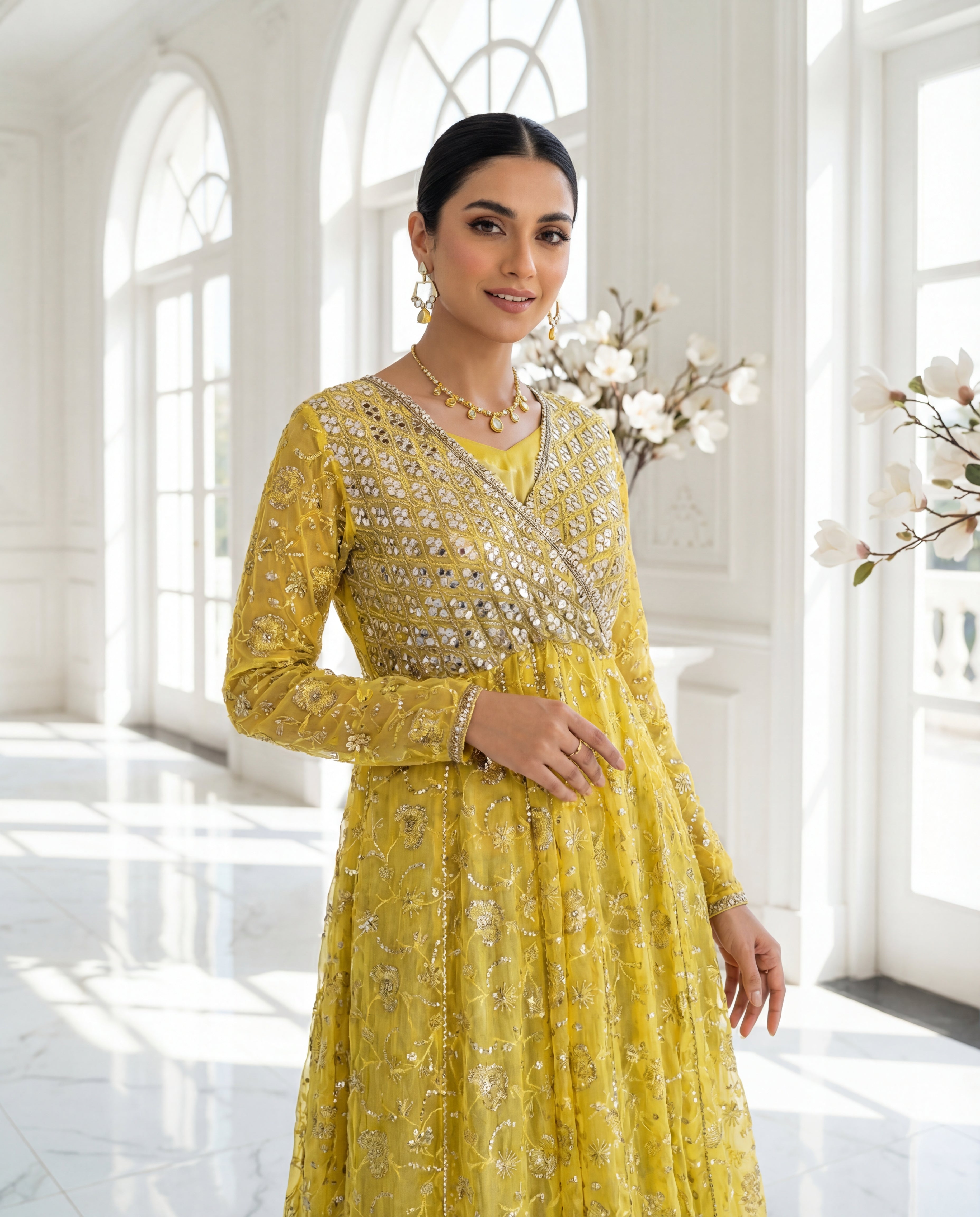 Aurelia Kalidar Skirt Ensemble Delivery:Express - 10% Upcharge Jacket: Front‑open straight cut with