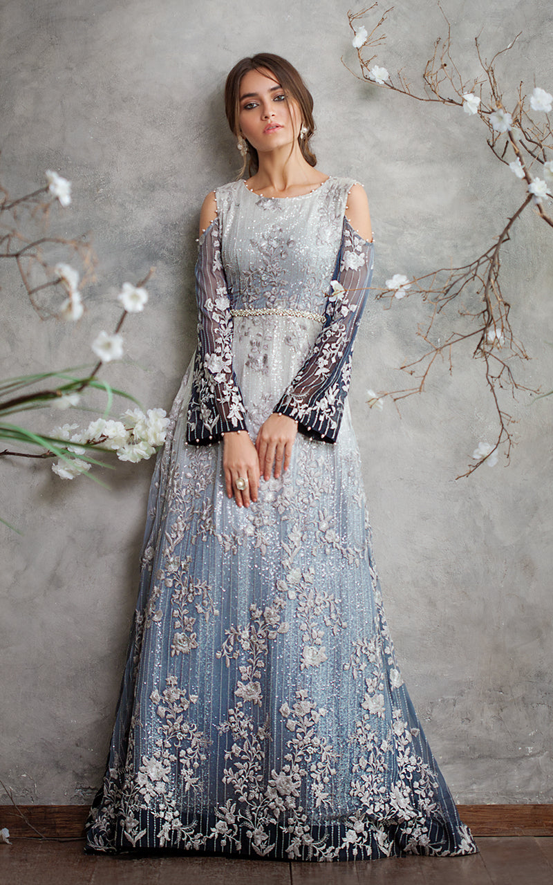 embroidered chiffon dress