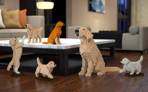 Golden Retriever Dog Sculptures, Brick Paintings, Pencil Cups