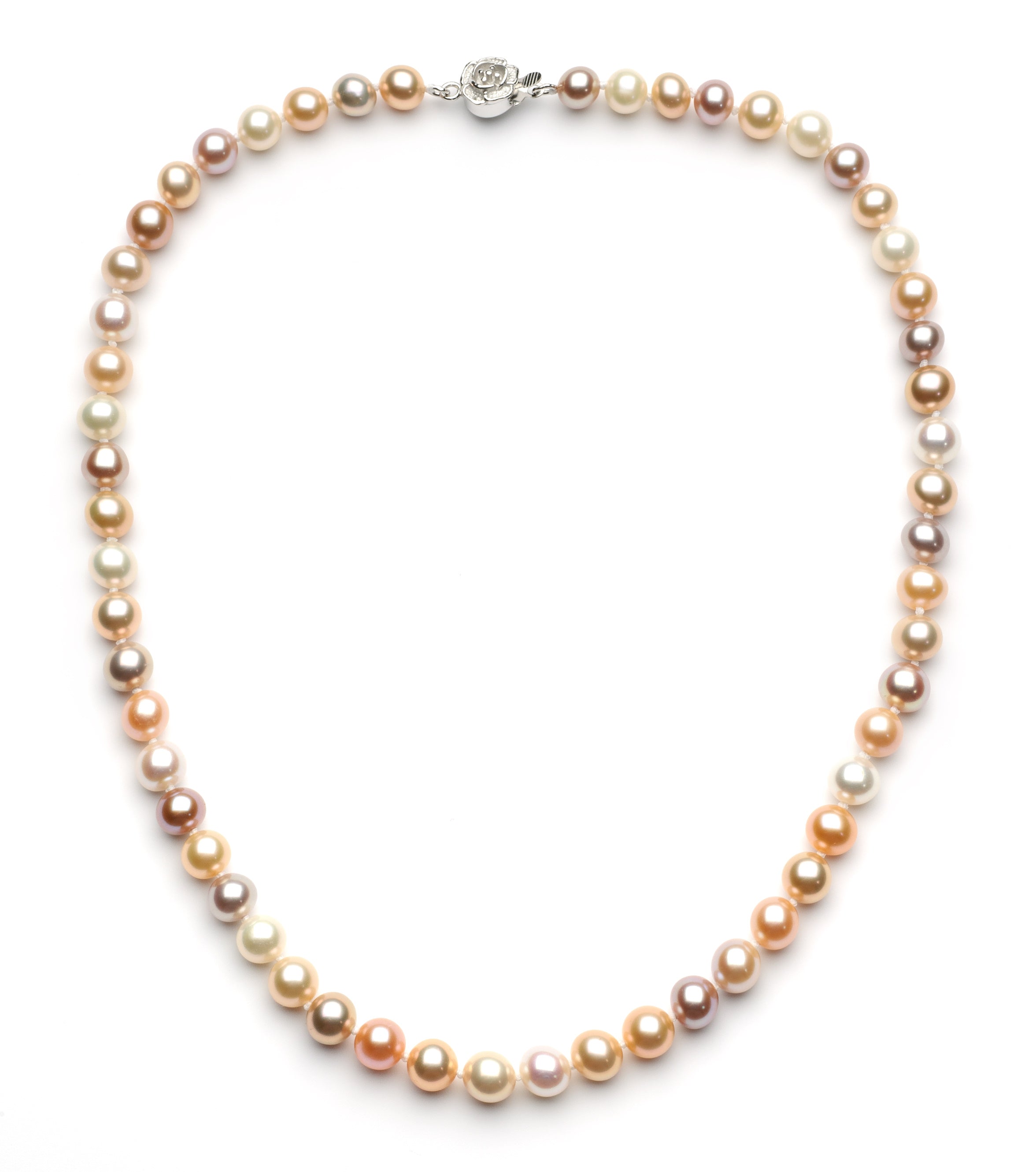 7-8 mm aaa certified multi-colored freshwater pearl necklace with silver or  gold clasp – Dragon King Pearls