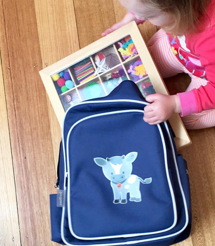 Nesk kids craft box fits perfectly into Jordbarn's Indigo backpack