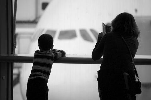 Mother travelling with kids