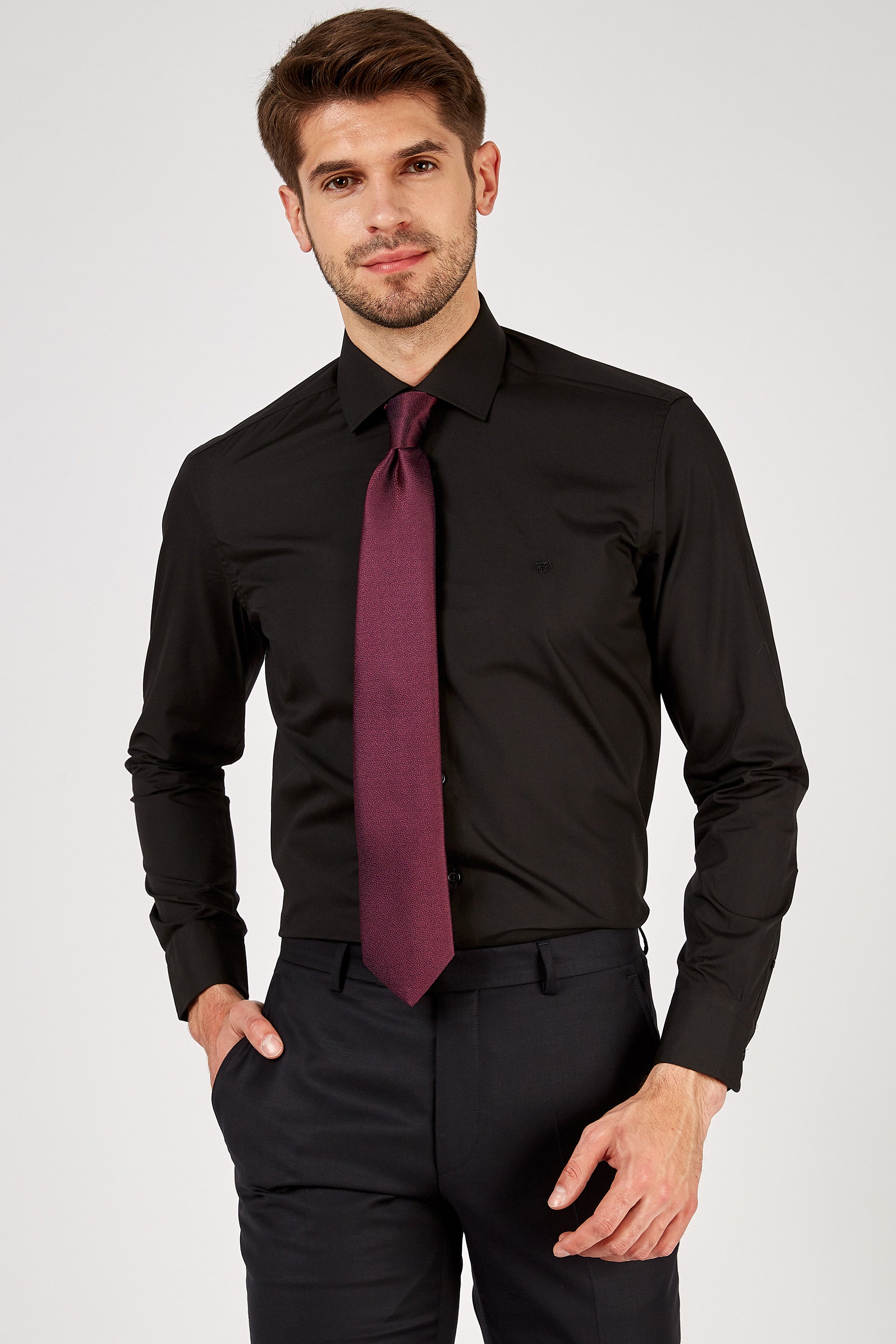 plain black shirt formal