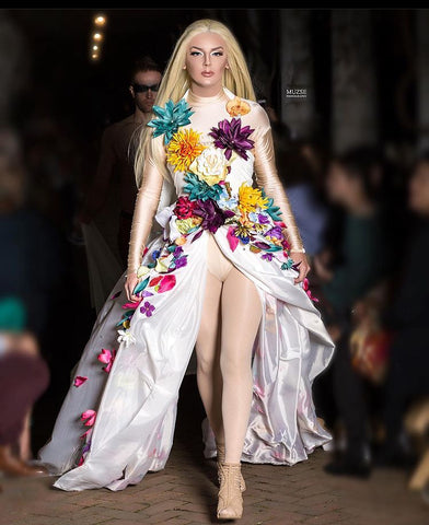 Flower Wedding Dress Fashion Show Drag Queen Brandon Hilton Onya Mann