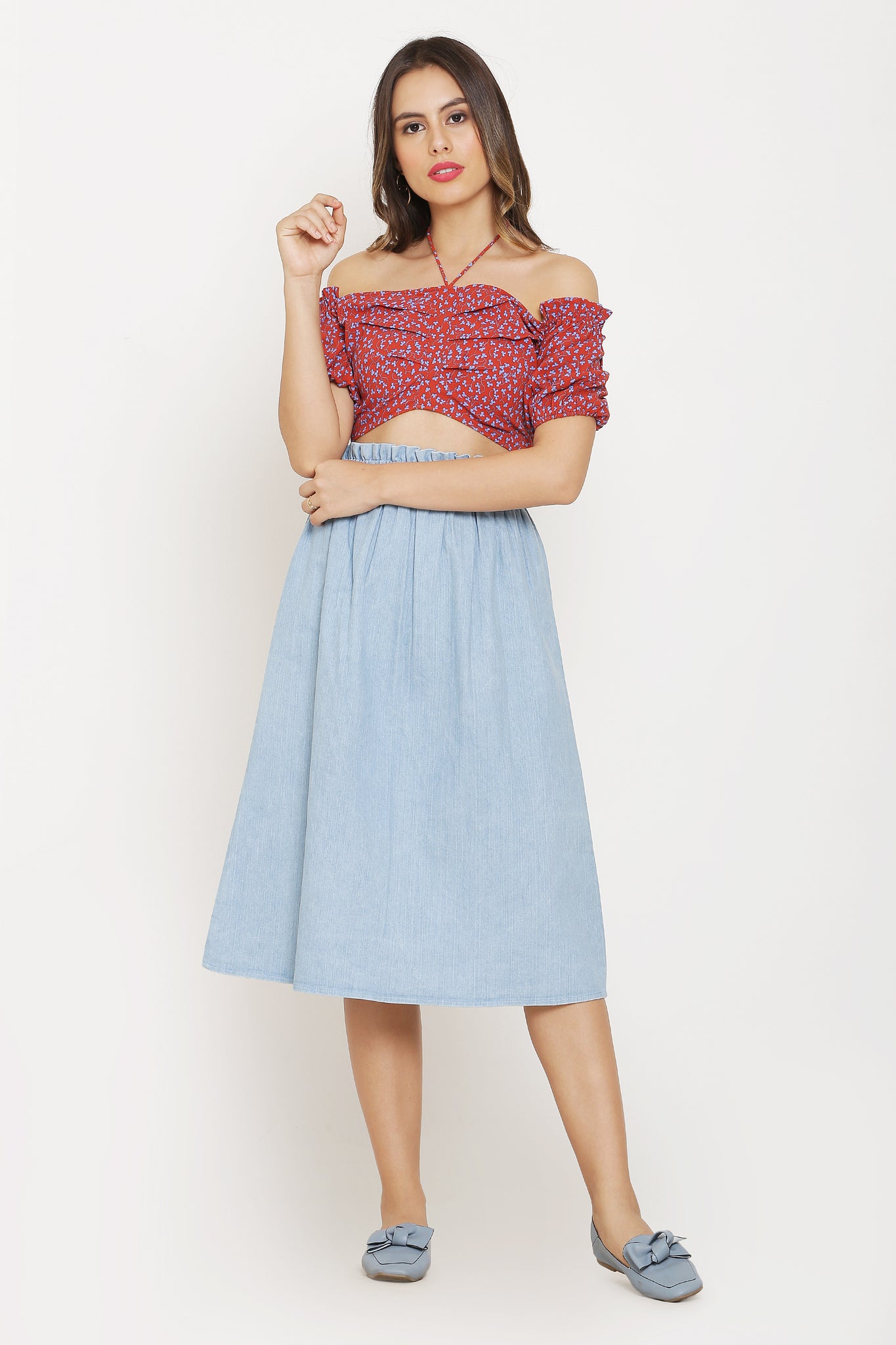 midi skirt and crop top set