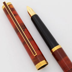 S.T. Dupont Classique Ligne 1 Fountain Pen With orange lacquer and gold finish