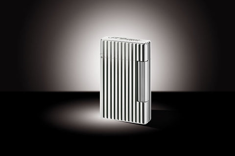 s.t. dupont initial lighter silver with vertical lines