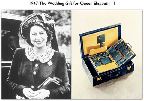 young queen elizabeth with s.t. dupont travel trunk