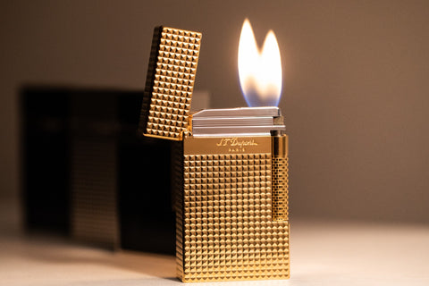 s.t. dupont le grand gold with dual flame, detailed