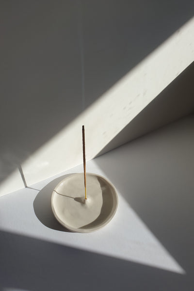 Atley.co white handmade Ceramic Incense Holder minimal modern home made in Melbourne Australian ceramics