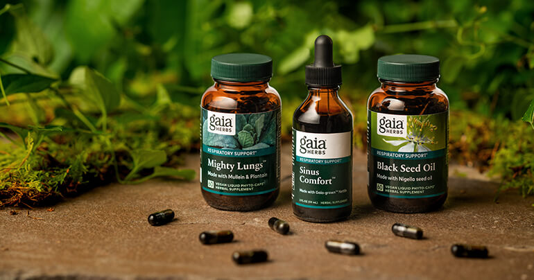 Gaia Herbs Mighty Lungs, Sinus Comfort, and Black Seed Oil