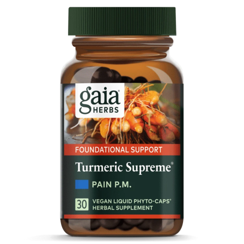 Gaia Herbs Turmeric Supreme Pain P.M with herbs for pain