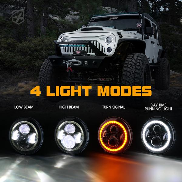 Xprite LED Headlights Jeep Wrangler JK (07-18) LJ (04-06) TJ (97-06) 7 –  Redline360