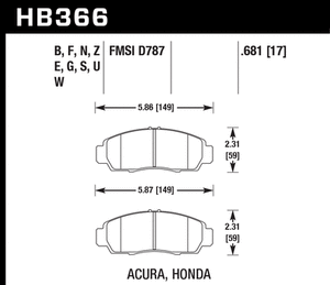 95.41 Hawk HPS Brake Pads Acura RL [Front] (99-04) HB366F.681 - Redline360