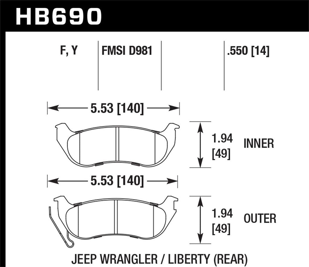 Hawk HPS Brake Pads Jeep Wrangler (2003-2006) Rear Pads  –  Redline360