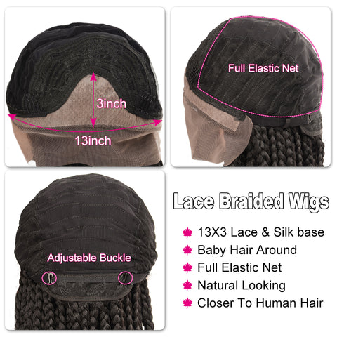 Lace Frontal Cornrow Wig Synthetic Wigs 13*1 Lace Front Braided Wigs Hand Braided Box Braid Lace Wigs With Baby Hair For Women