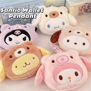 Sanrio Kuromi Plush Keychain Wallet Melody Cinnamoroll Plushies Coin Purse Earphone Organizer Bag Pendant Key Ring Girls Gifts - WigMFG