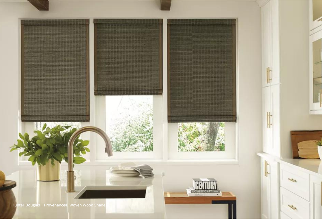 Hunter Douglas Parkland® Wood Blinds, natural wood interior design near Chicago, Illinois (IL) and Midwest
