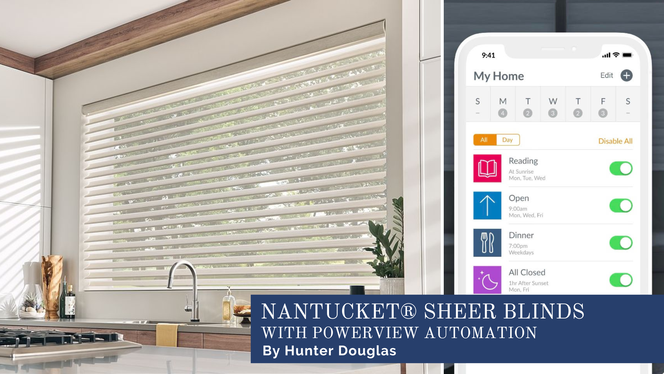 curtains, JC Licht, Hunter Douglas Nantucket® Sheer Shades near Chicagoland, Glencoe, and Andersonville, IL