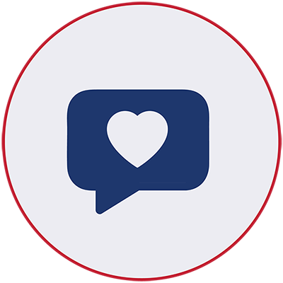 Icon of a speech bubble with a heart