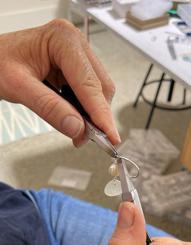 designing earrings with sea glass and pearls