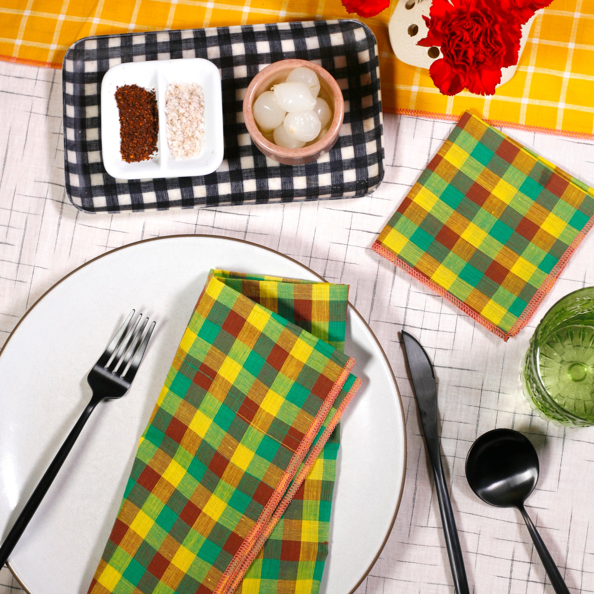colorful gingham cloth napkins add fun to any meal