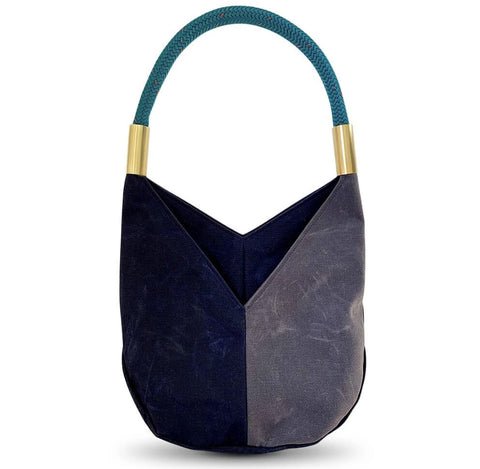 This Chic Navy bag is Handmade with Waxed Canvas