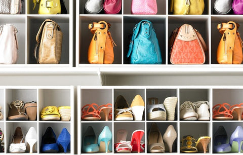 Shoe + Handbag Storage Ideas feat. Ikea Billy Bookcase