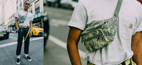 Styling the fanny pack around the shoulders breathes new life into the look.