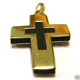 Rubber 2 Sided 14K Yellow Gold Crucifix Cross Pendant *Free Express Post In Oz*