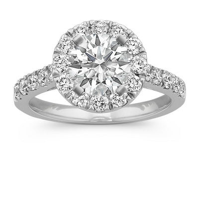 14K White Gold Halo Ring Setting #JS999W14