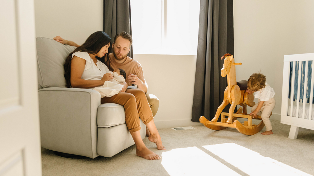 family with a baby in the bedroom