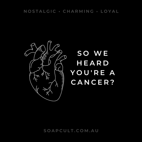 cancer zodiac infographic with anatomical heart and text