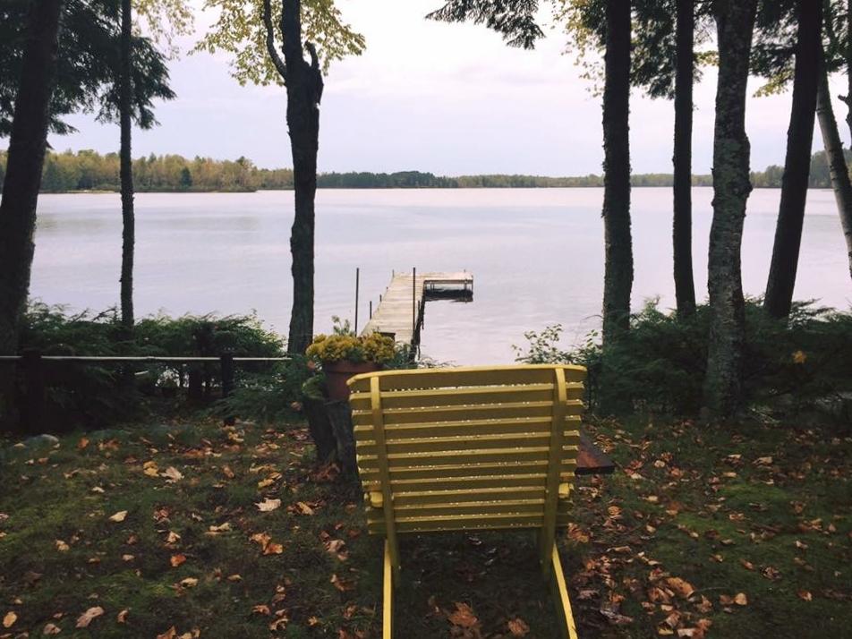 chair overlooking squaw lake 