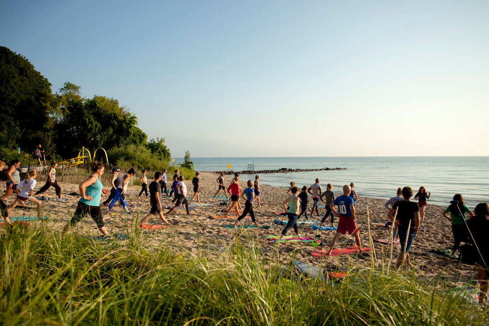  Morning Yoga on the beach for surfrider milwaukee  