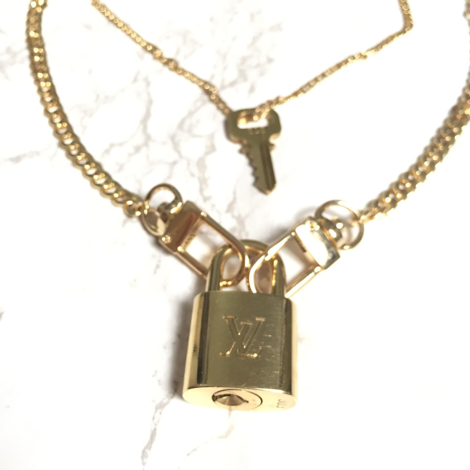 Louis Vuitton, Accessories, 29 Auth Louis Vuitton Padlock And One Key  Wcustom Gold Chain Necklace