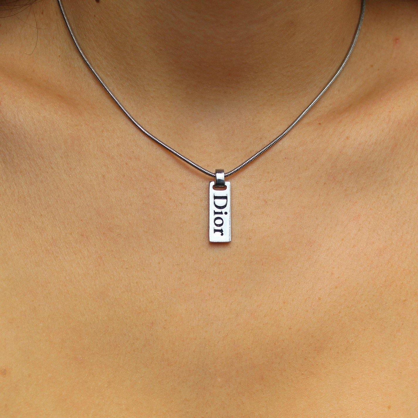 dior tag necklace