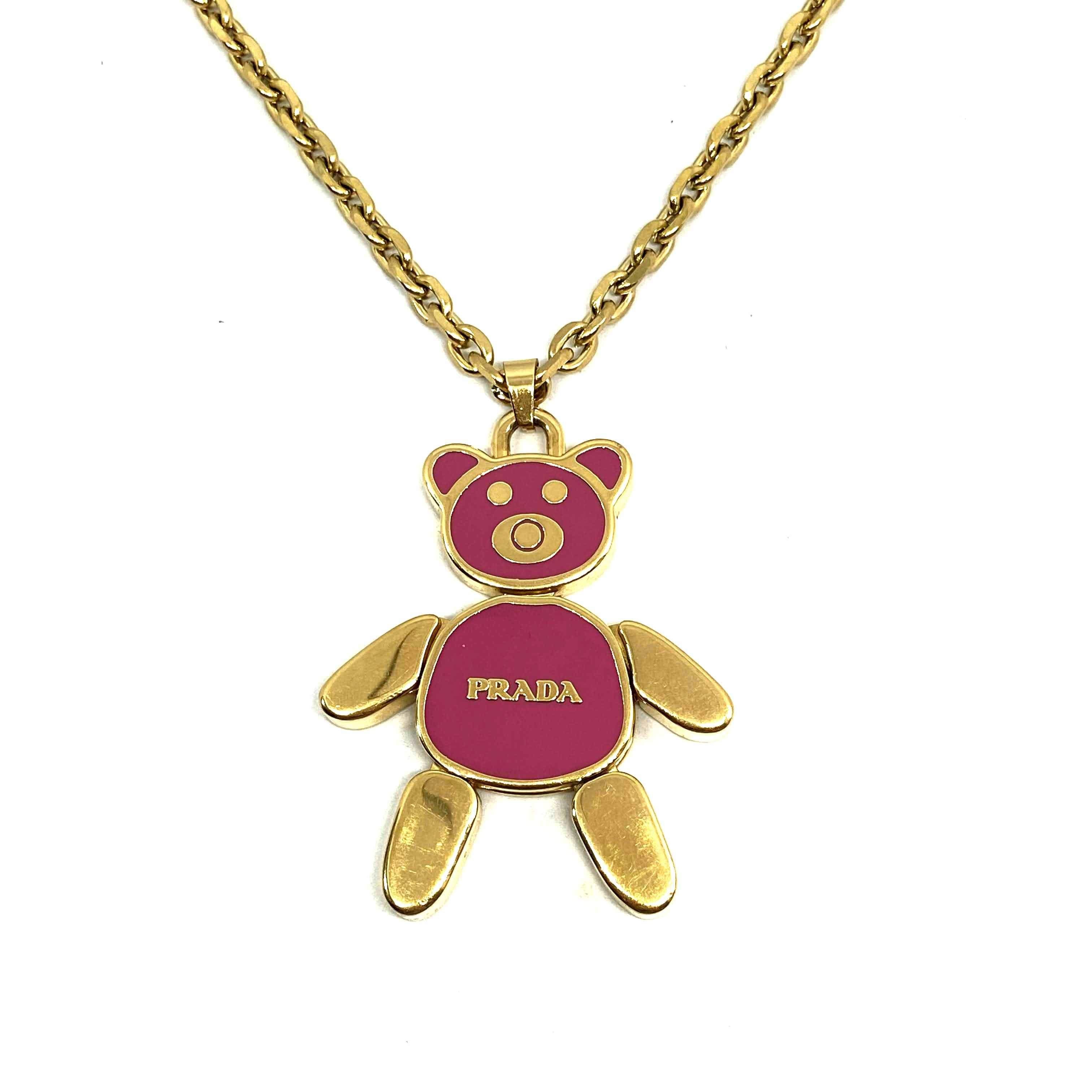 prada teddy bear necklace