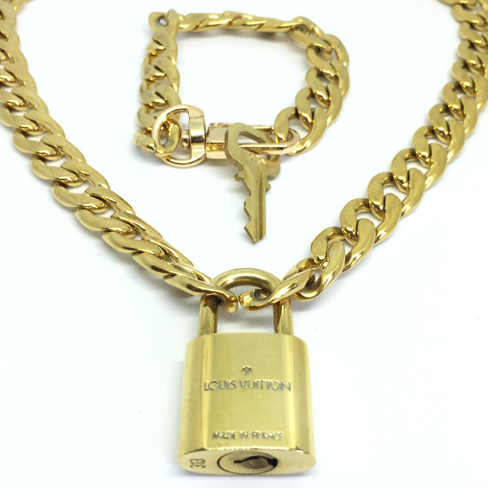 Louis Vuitton Set Lock Cuban Chain Necklace with Key Bracelet – Boutique SecondLife