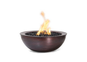 hammered copper fire pit with tabletop