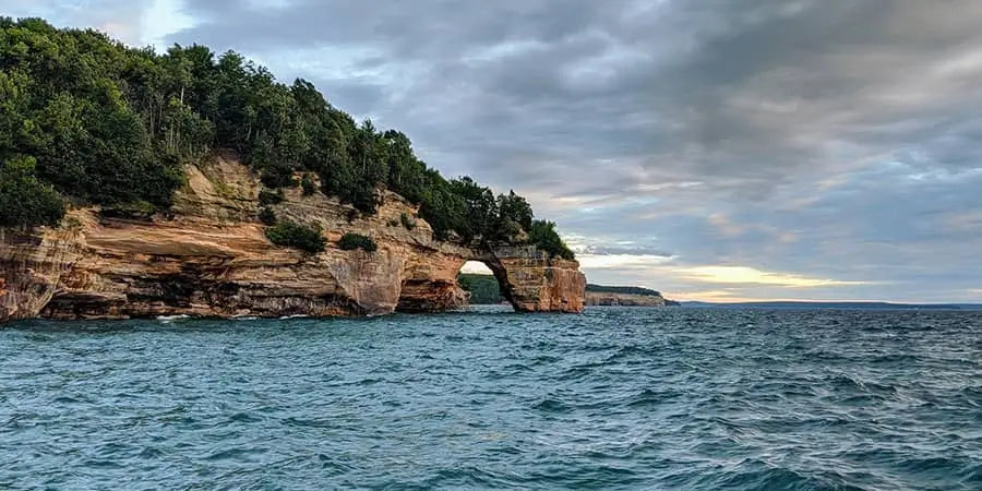 Michigan rock formation on the water